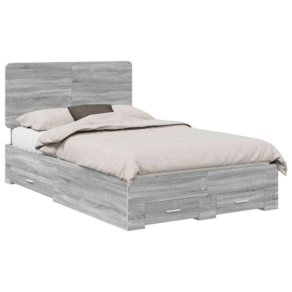 Estrutura de cama de casal moderno - cinza sonoma 120 x 190 cm madeira processada