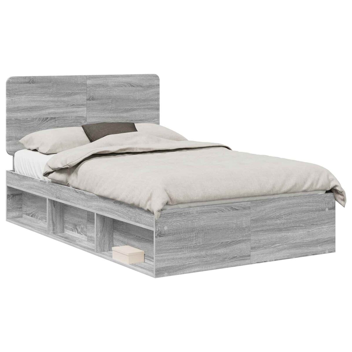 Estrutura da cama de casal simple com cabeceira cinza sonoma 120 x 200 cm