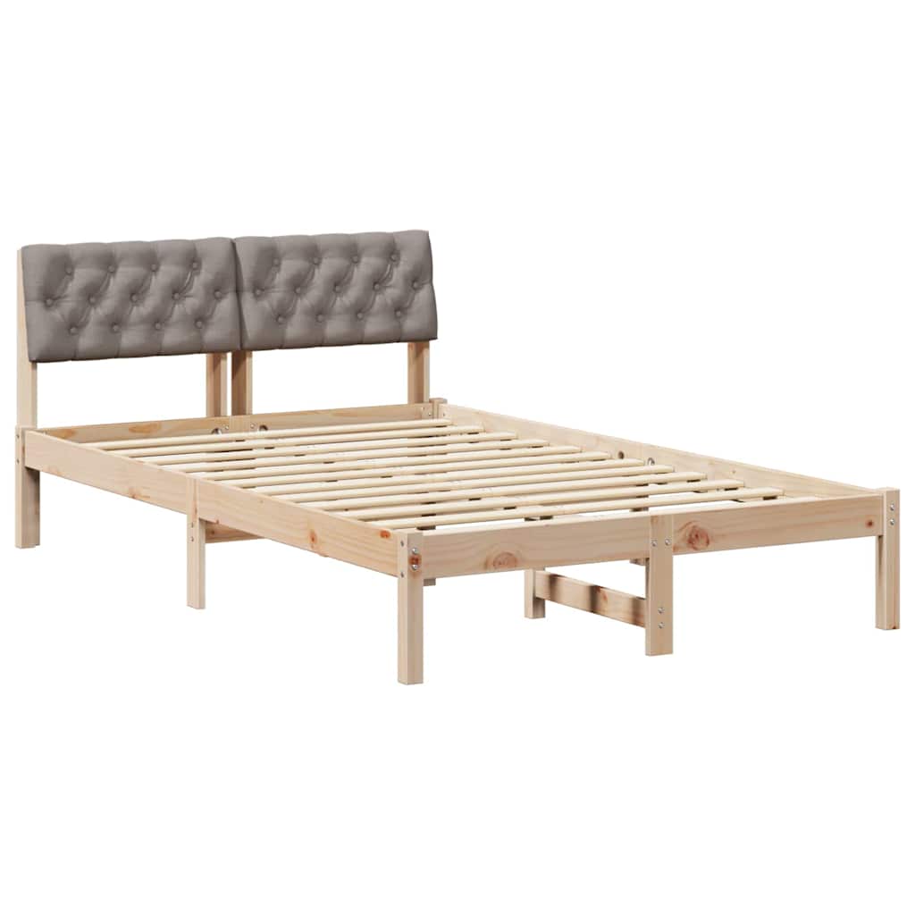 Estrutura de cama de casal com cabeceira - marrom e taupe 120 x 190 cm