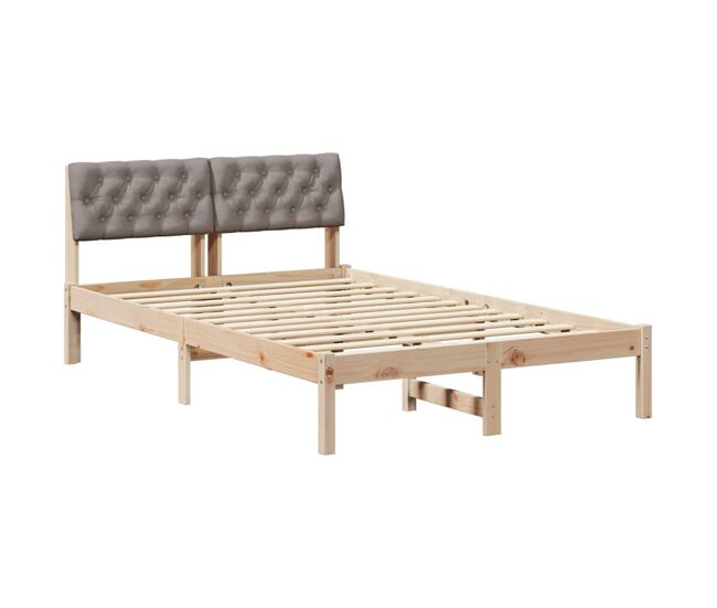 Estrutura de cama de casal com cabeceira - marrom e taupe 120 x 190 cm