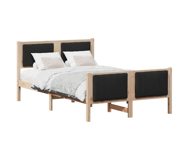 Estrutura da cama de casal simple com cabeceira castanho e preto 120 x 190 cm
