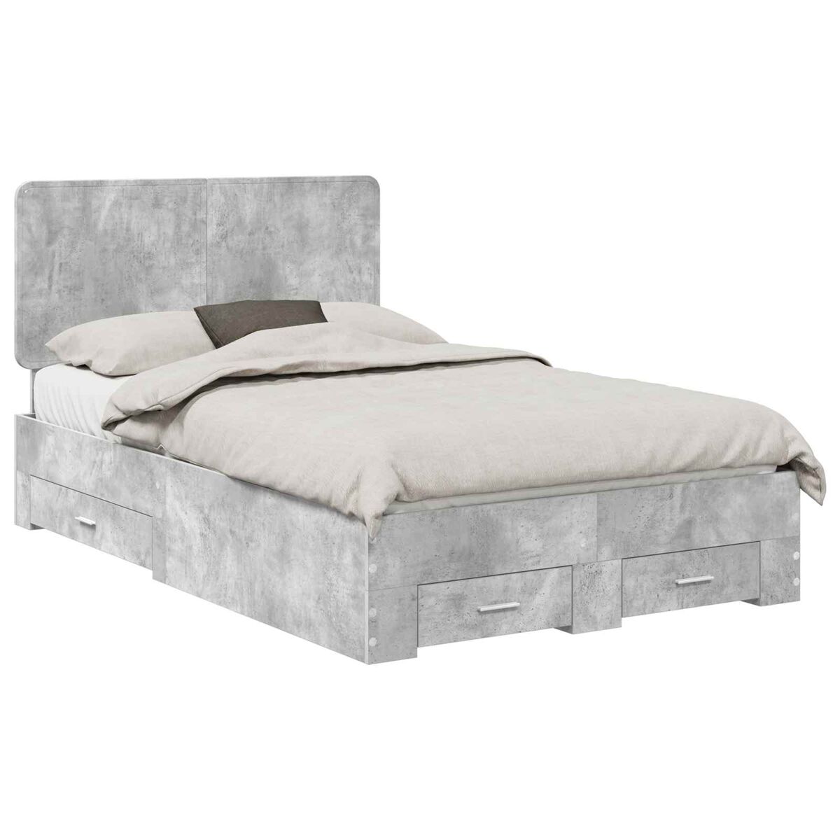Estrutura de cama de casal moderno - cinzento 120 x 190 cm madeira processada