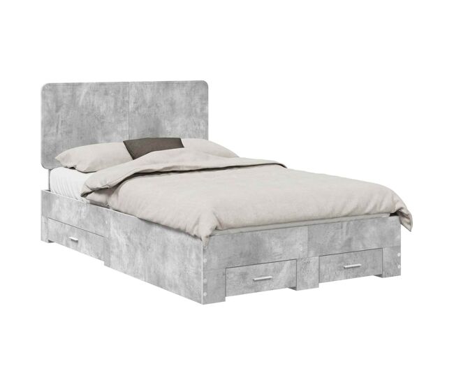 Estrutura de cama de casal moderno - cinzento 120 x 190 cm madeira processada