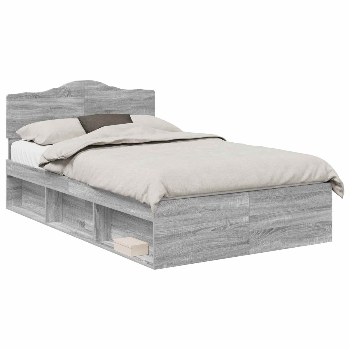 Estrutura da cama de casal simple com cabeceira cinza sonoma 120 x 200 cm