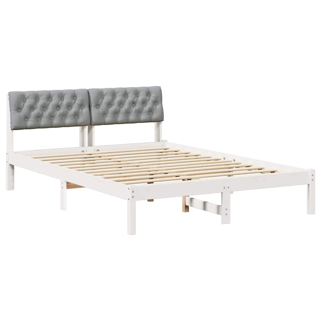 Estrutura de cama de casal simple - branco e cinza claro 120 x 190 cm