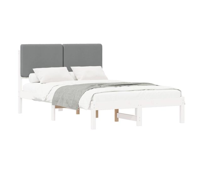 Estrutura de cama de casal moderno com cabeceira estofada cinzento-claro