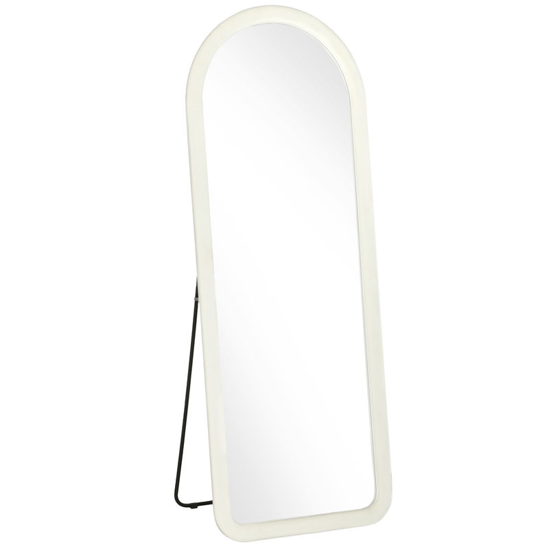 Homcom espelho de corpo inteiro 160x60 cm, de pé ou de parede, moldura em arco aveludada, para quarto e quarto de vestir
