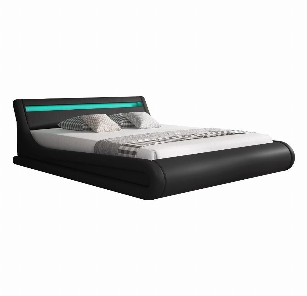 Cama quarto de dormir preto 214x167x65 led parisina muebles bonitos