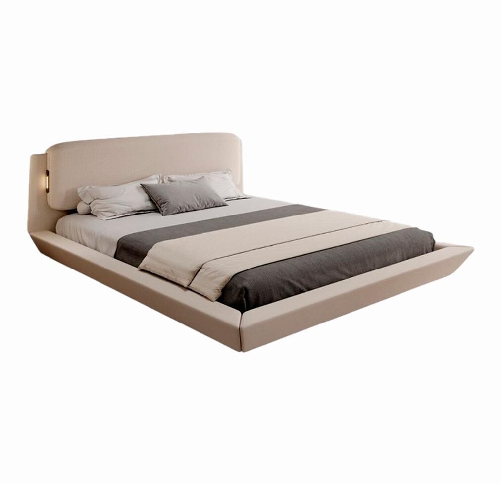 Cama com estrado quarto de dormir bege 209x178x79 led diana muebles bonitos