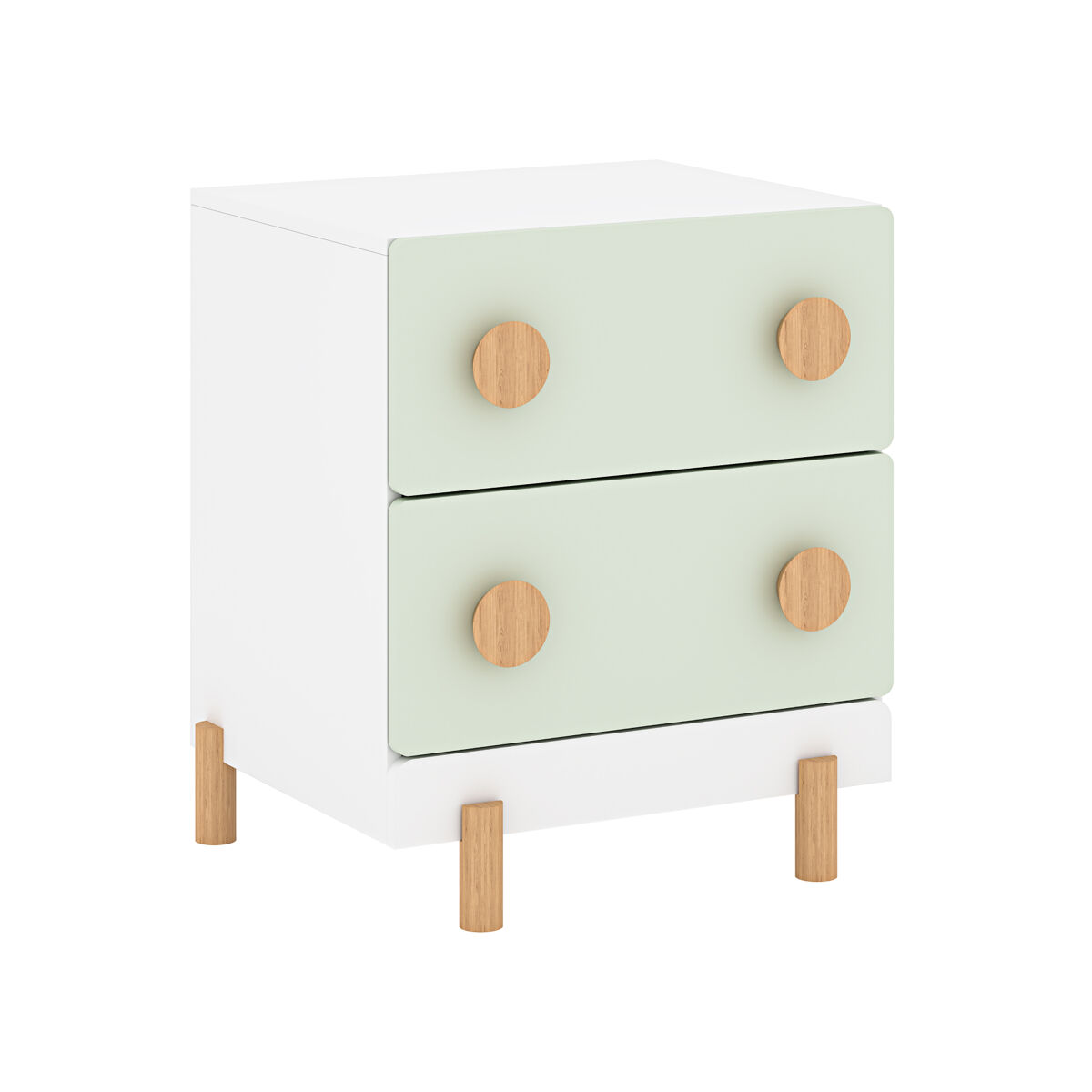 Mesa de cabeceira infantil vaarentaa 2 gavetas  47x40x35 cm blanc/verde [en.casa]