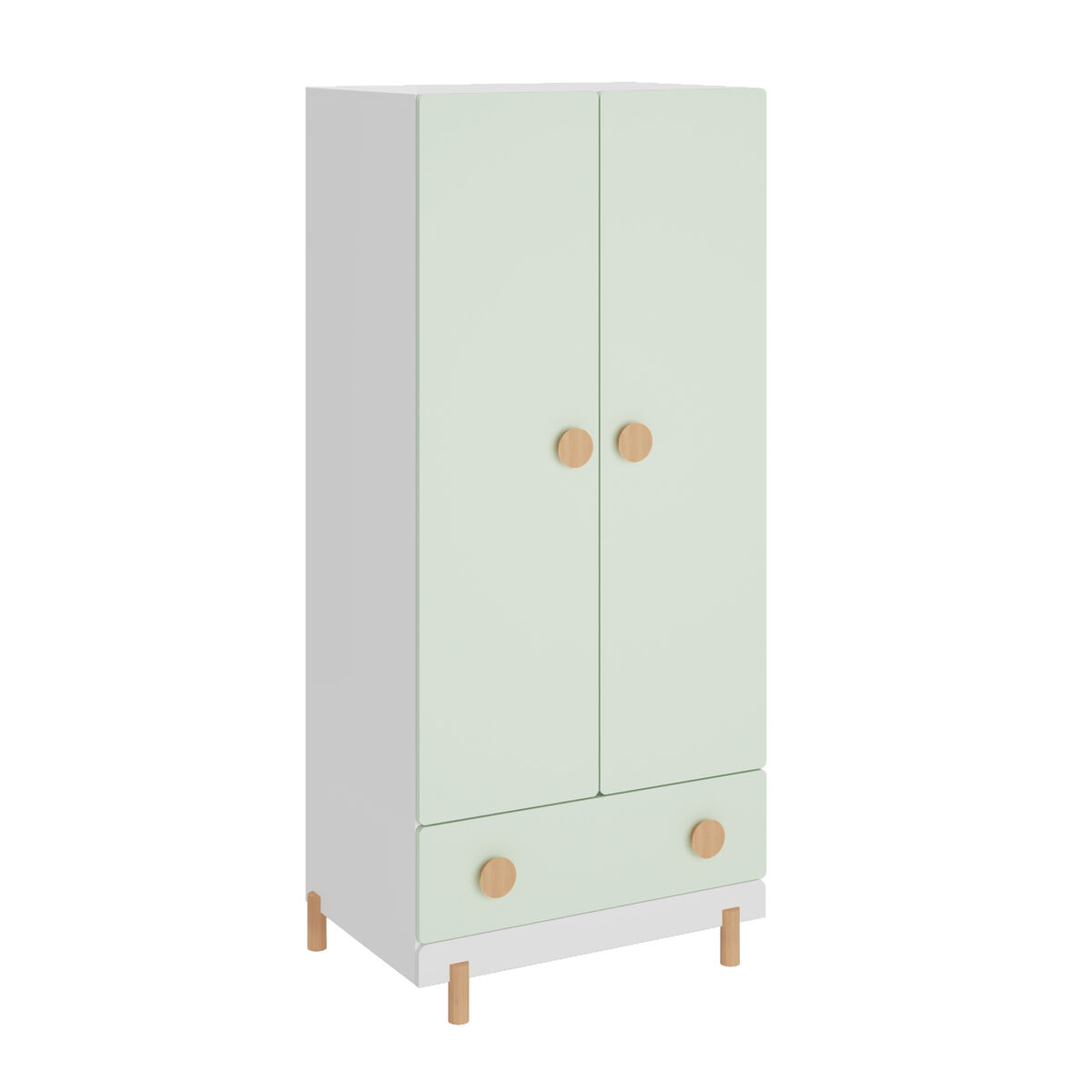 Roupeiro infantil vaarentaa com gaveta 126x60x41 cm blanc/verde menta [en.casa]