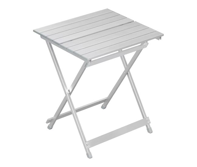 Mesa auxiliar de exterior 47 x 50,5 x 59,5 cm - dobrável para varanda e acampamento - prateada