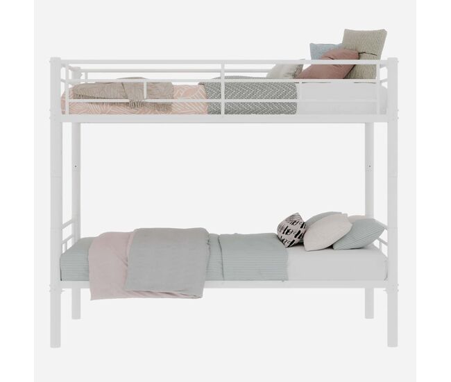 Beliche twin sobre twin - metal resistente com escadas e corrimão, convertível - branco