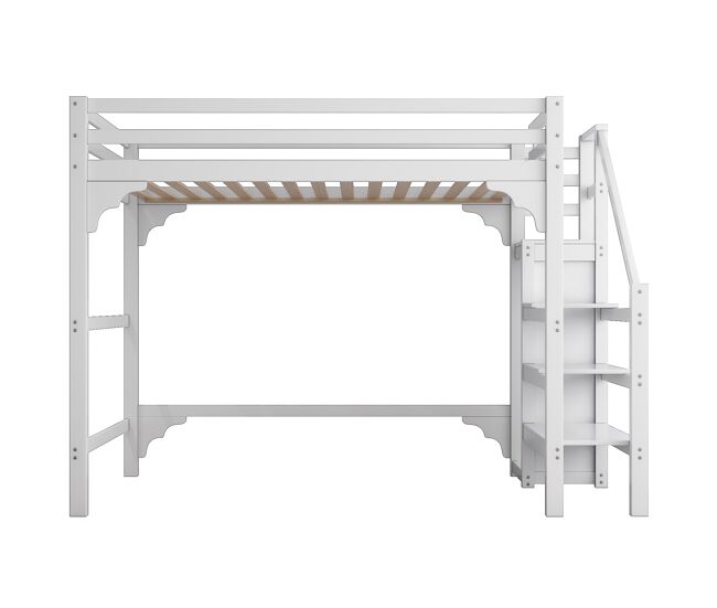 Cama alta com roupeiro - 140x200 cm - com estrado de molas - branco