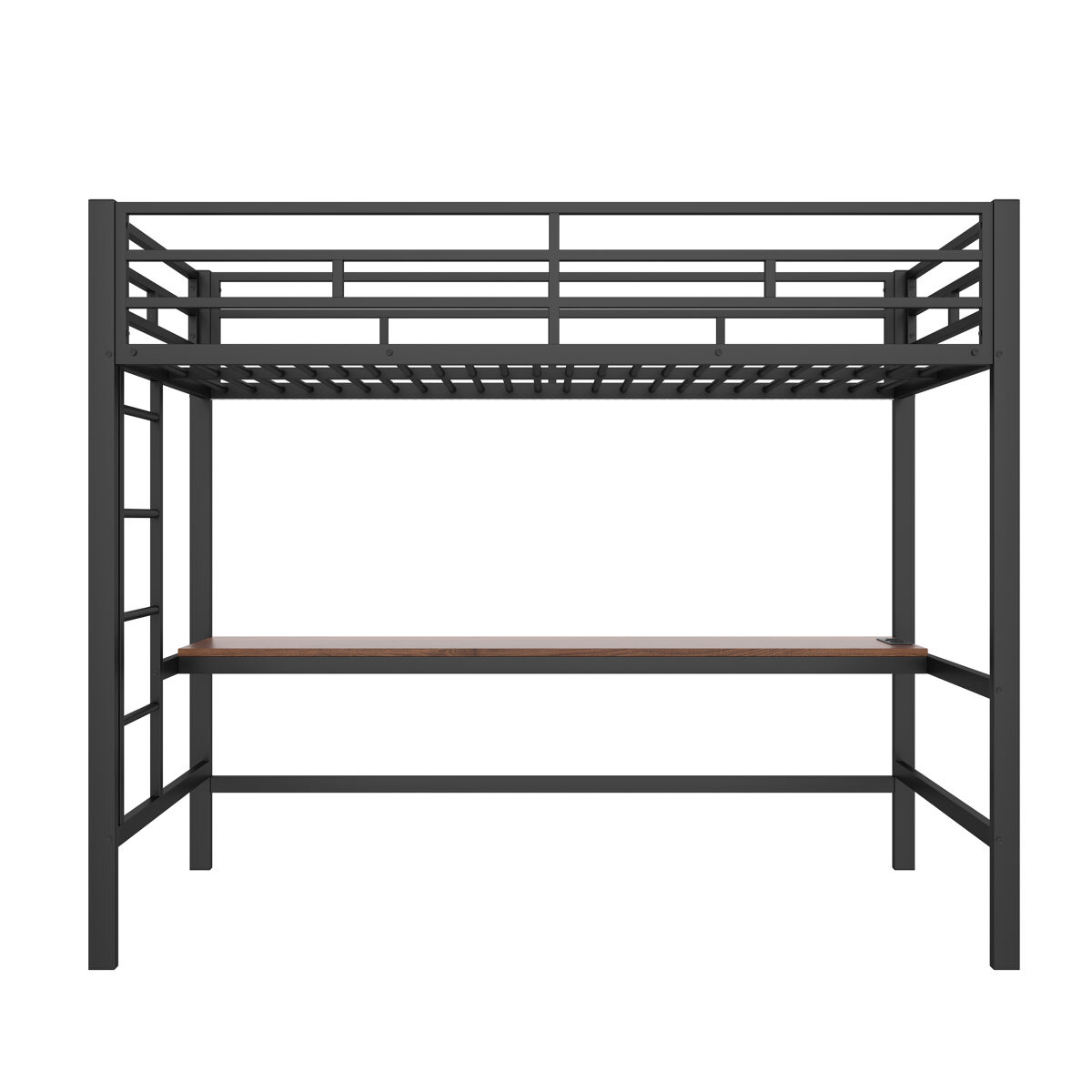 Cama alta 90x200 cm - com grade, escada, mesa com usb e tomada, faixa de luz com controle por app, com luzes led, em conformidade com a norma en747 -