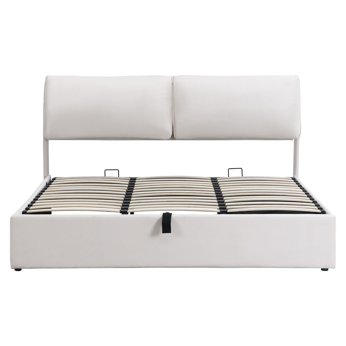 Cama estofada 180x200 cm - com sistema hidráulico, 3 gavetas, baú de arrumação, base com cabeceira, sem colchão, veludo - bege