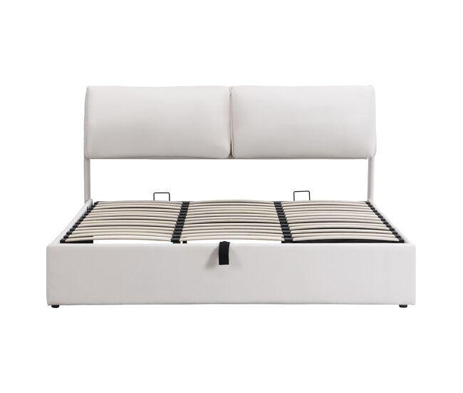 Cama estofada 180x200 cm - com sistema hidráulico, 3 gavetas, baú de arrumação, base com cabeceira, sem colchão, veludo - bege