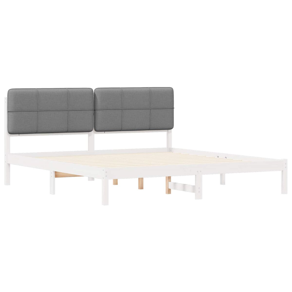 Estrutura de cama de casal moderno com cabeceira estofada cinza escuro
