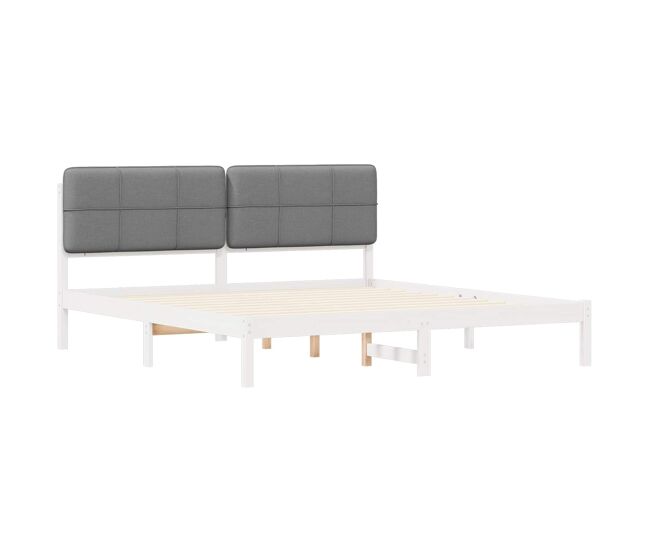 Estrutura de cama de casal moderno com cabeceira estofada cinza escuro