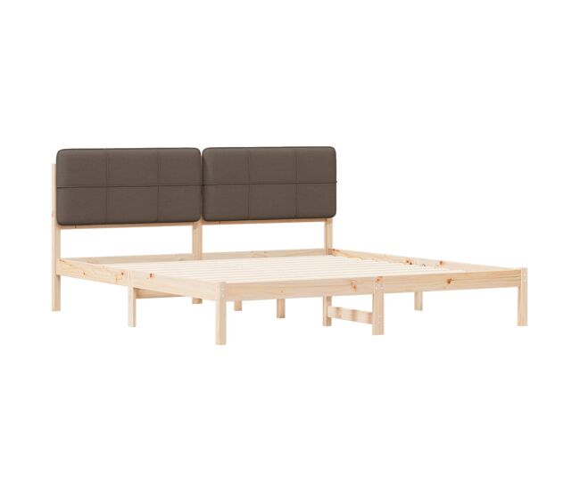 Estrutura de cama de casal moderno com cabeceira estofada cinzento-acastanhado