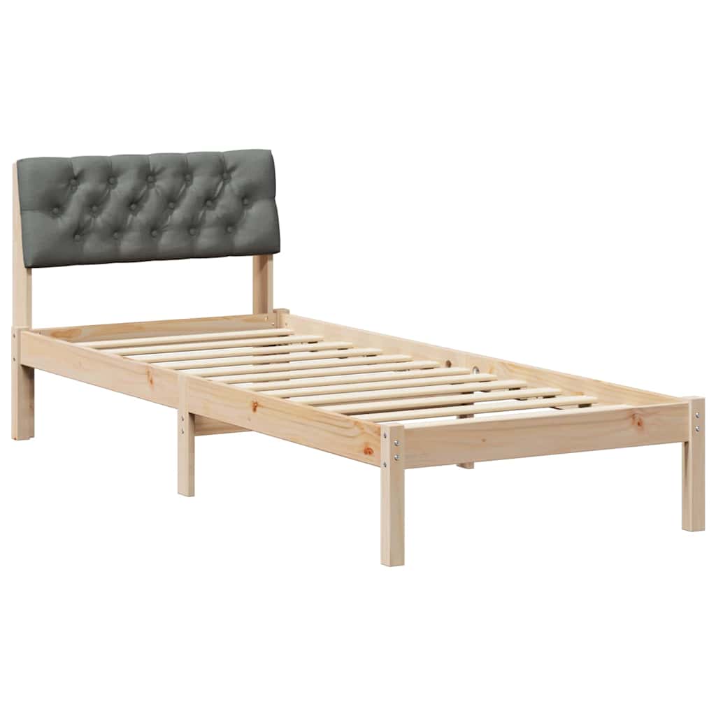 Estrutura de cama de solteiro simple, castanho e cinzento-escuro 75 x 190 cm