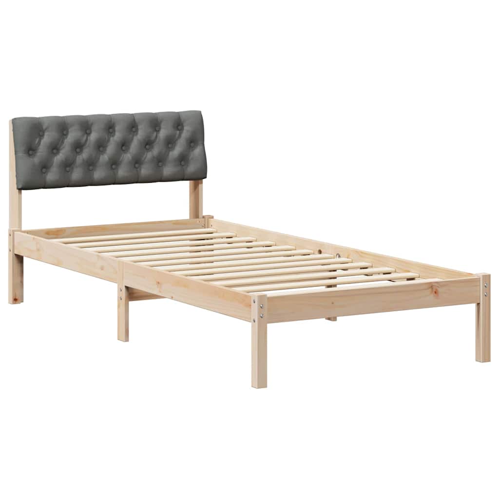 Estrutura de cama de solteiro simple, castanho e cinzento-escuro 90 x 200 cm