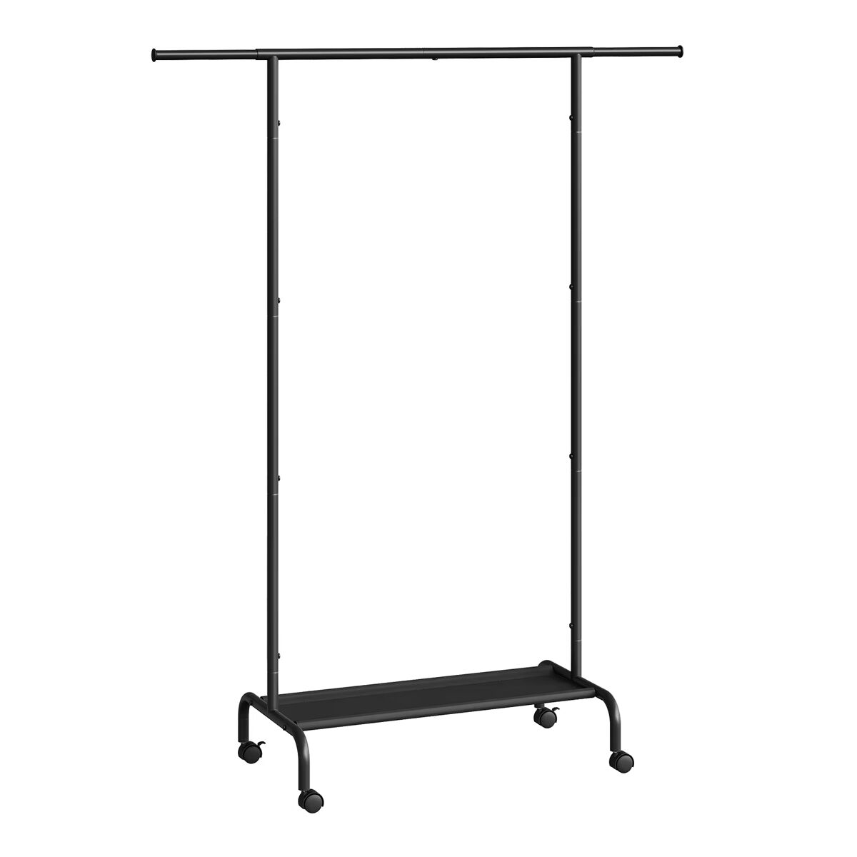 Cabideiro com rodas 124 x 40 x 156 cm - armário aberto com barra extensível e fácil de deslocar - preto