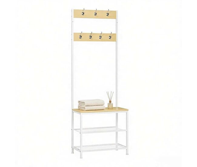 Cabideiro de pé - design multifuncional 3 em 1 para roupa e casacos - branco