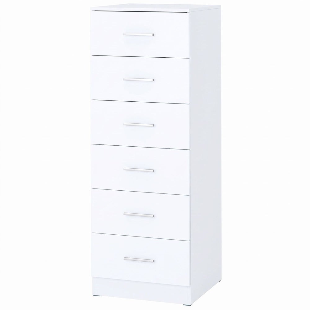 Homcom cómoda de 6 gavetas, cómoda alta e estreita para quarto, sala, closet ou entrada, 40x40x110 cm, cinzento claro e branco