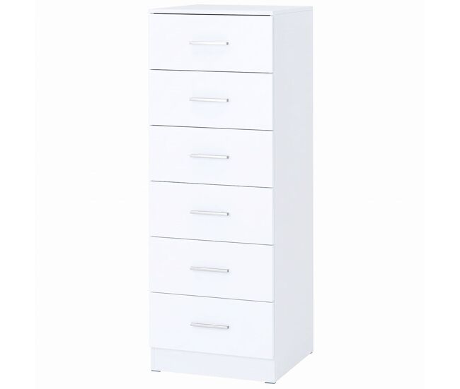 Homcom cómoda de 6 gavetas, cómoda alta e estreita para quarto, sala, closet ou entrada, 40x40x110 cm, cinzento claro e branco