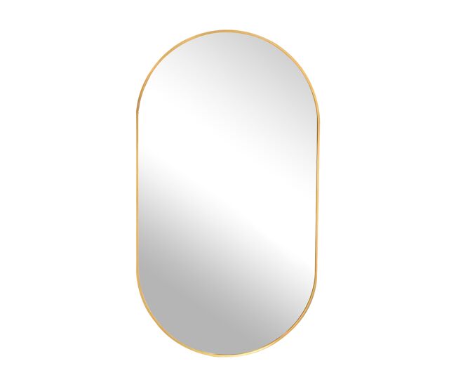 Espelho de parede oval moderno dourado com película antiexplosão e moldura elegante para casa de banho e quarto 40x60cm