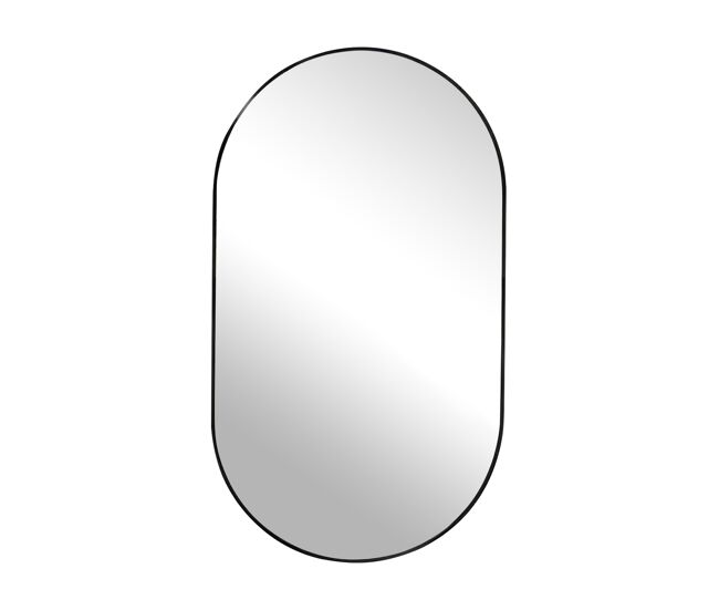 Espelho de parede oval moderno com película antiexplosão e moldura preta elegante para casa de banho e quarto 40x60cm