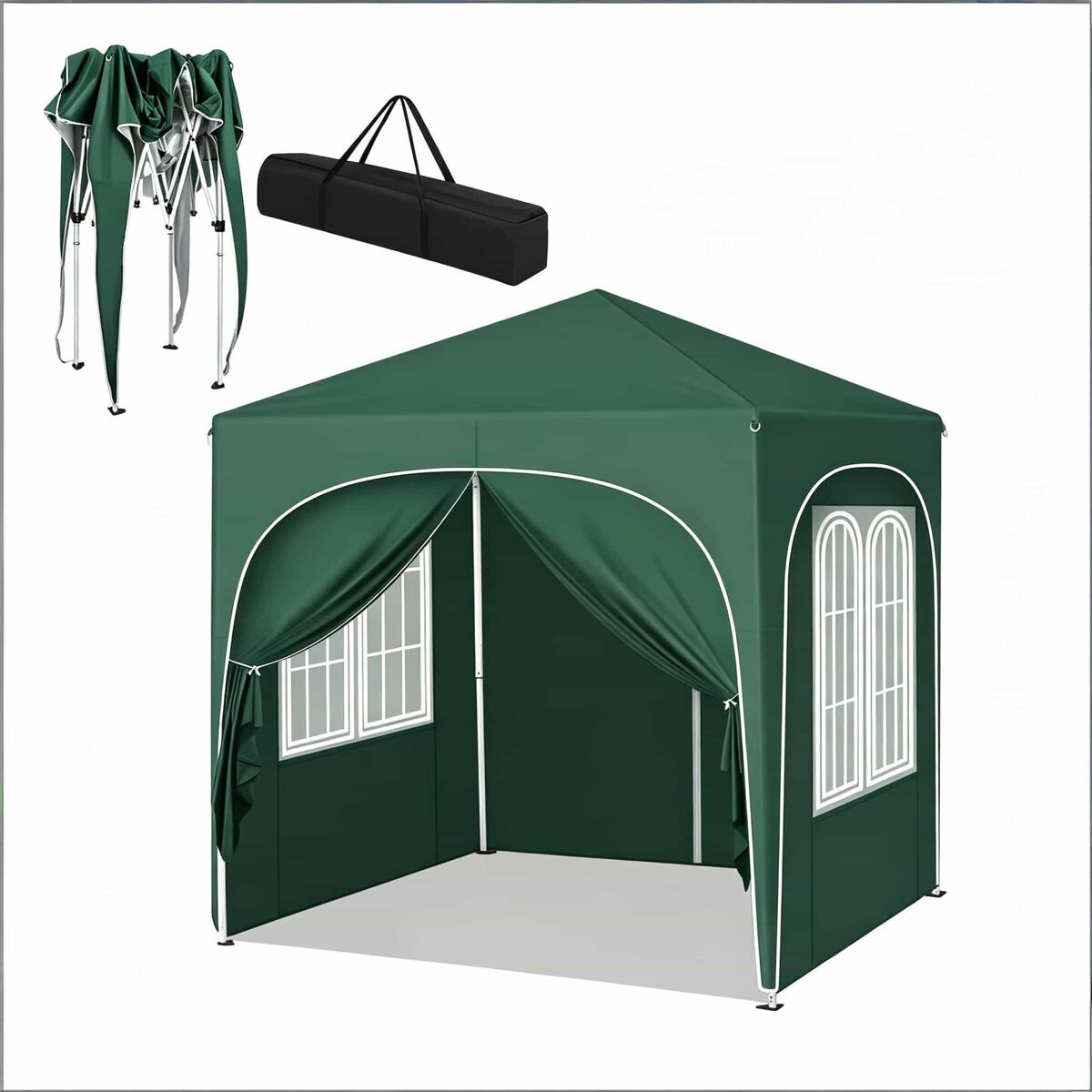 Gazebo de jardim 200 x 200 cm – dobrável, proteção solar para eventos e festas – verde