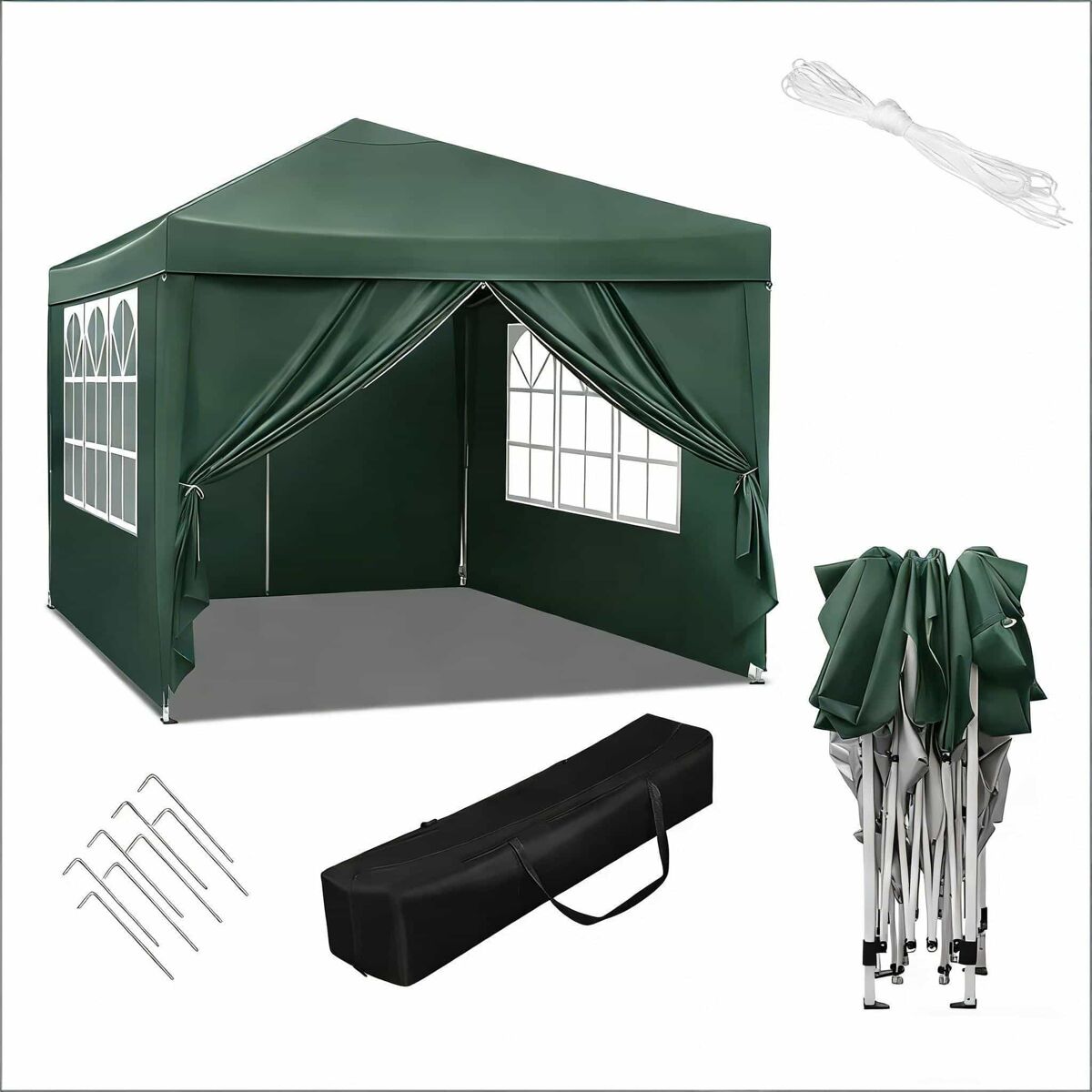 Gazebo de jardim 300x300 cm - proteção exterior para pátios, casamentos e eventos - verde