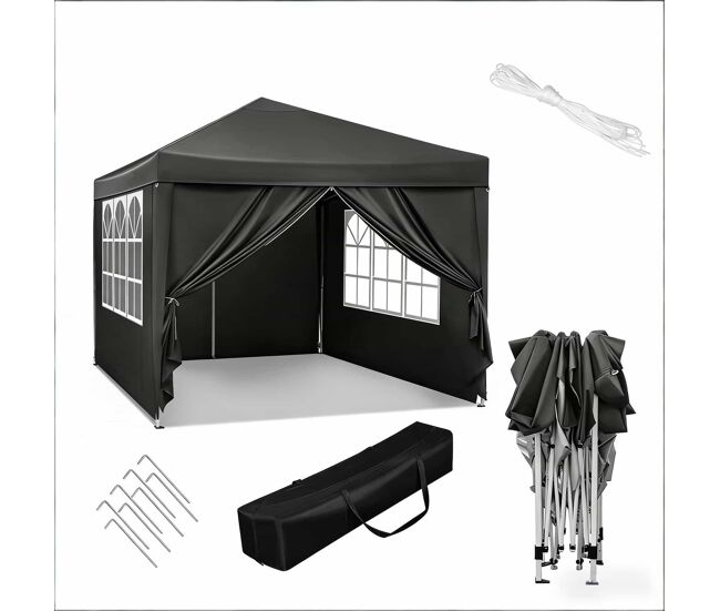 Gazebo de jardim 300x300 cm - resistente, ideal para pátios, casamentos, catering e eventos - cinzento