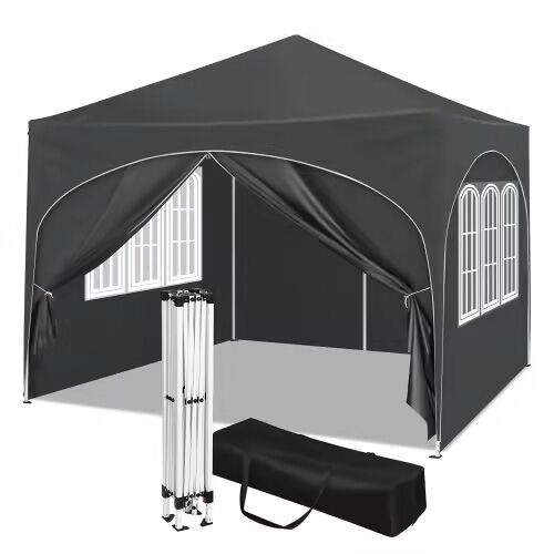 Tenda de jardim 300 x 300 cm - proteção solar instantânea, com saco de transporte, para festas e espaços exteriores - cinzento