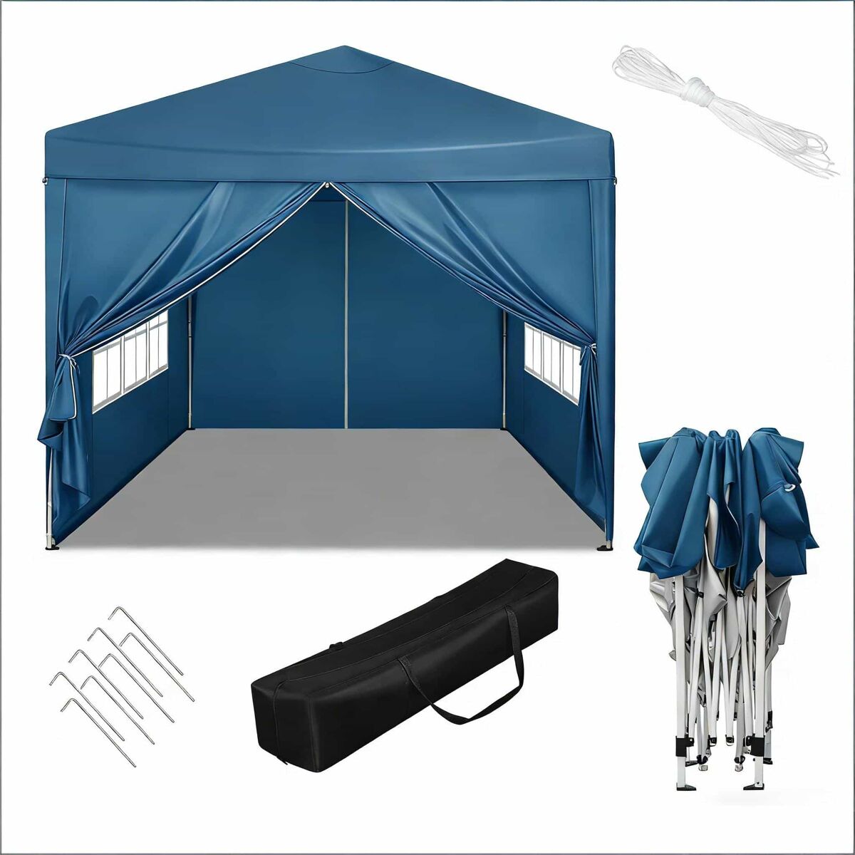 Gazebo de jardim - proteção exterior para pátios, casamentos, catering e eventos - azul