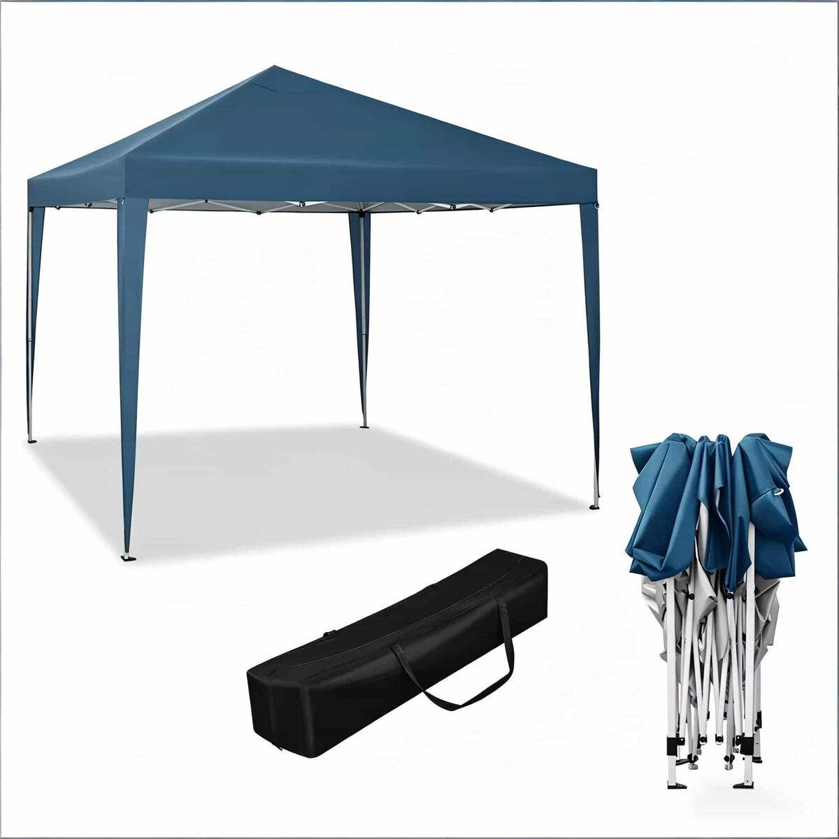 Gazebo dobrável 300x300 cm - portable com cobertura pop up e saco de transporte para exterior - bleu