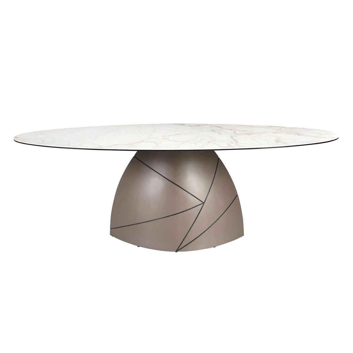 Angel cerda mesa jantar oval mármore porcelânico e acier