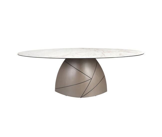 Angel cerda mesa jantar oval mármore porcelânico e acier