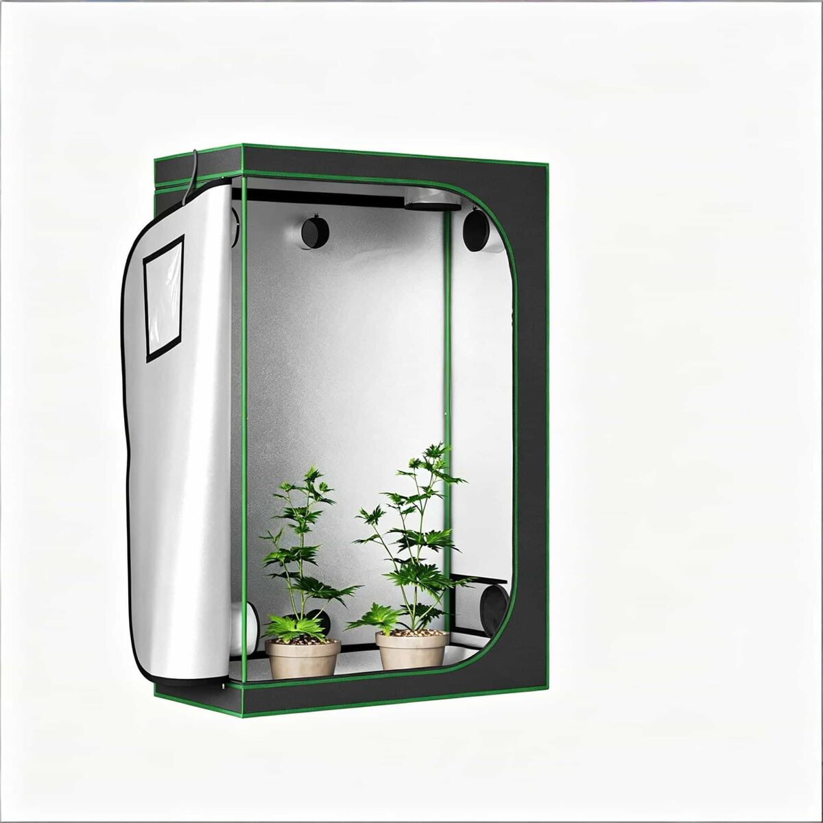 Mini-estufa de interior - controlo ambiental completo, estrutura resistente - preto e verde