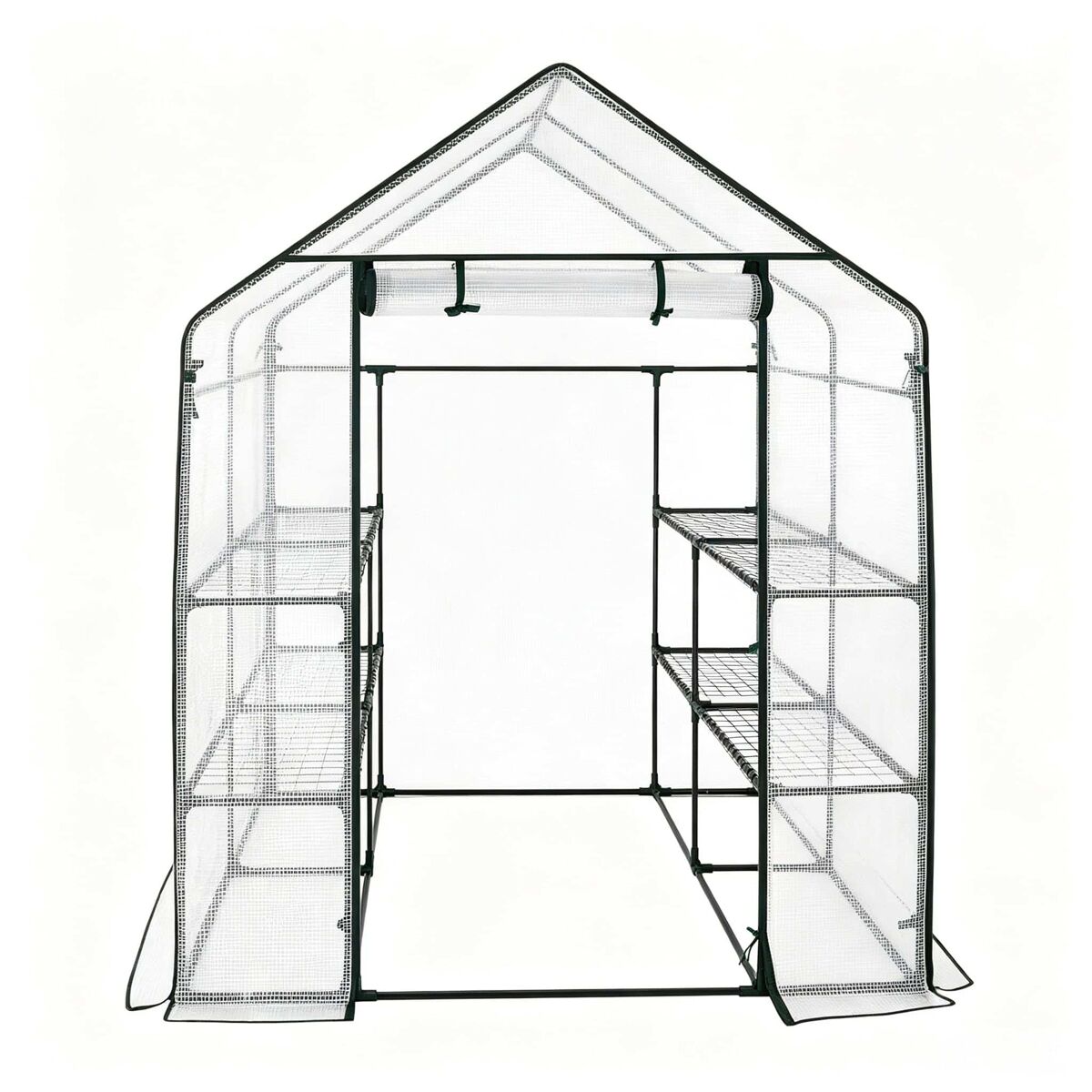 Estufa 143 x 143 x 195 cm - com fecho de correr, proteção para plantas, resistente - blanc