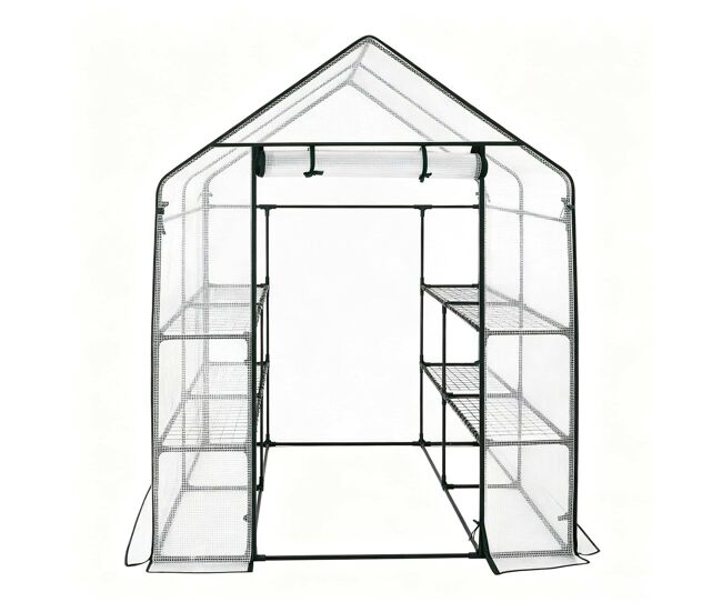 Estufa 143 x 143 x 195 cm - com fecho de correr, proteção para plantas, resistente - blanc