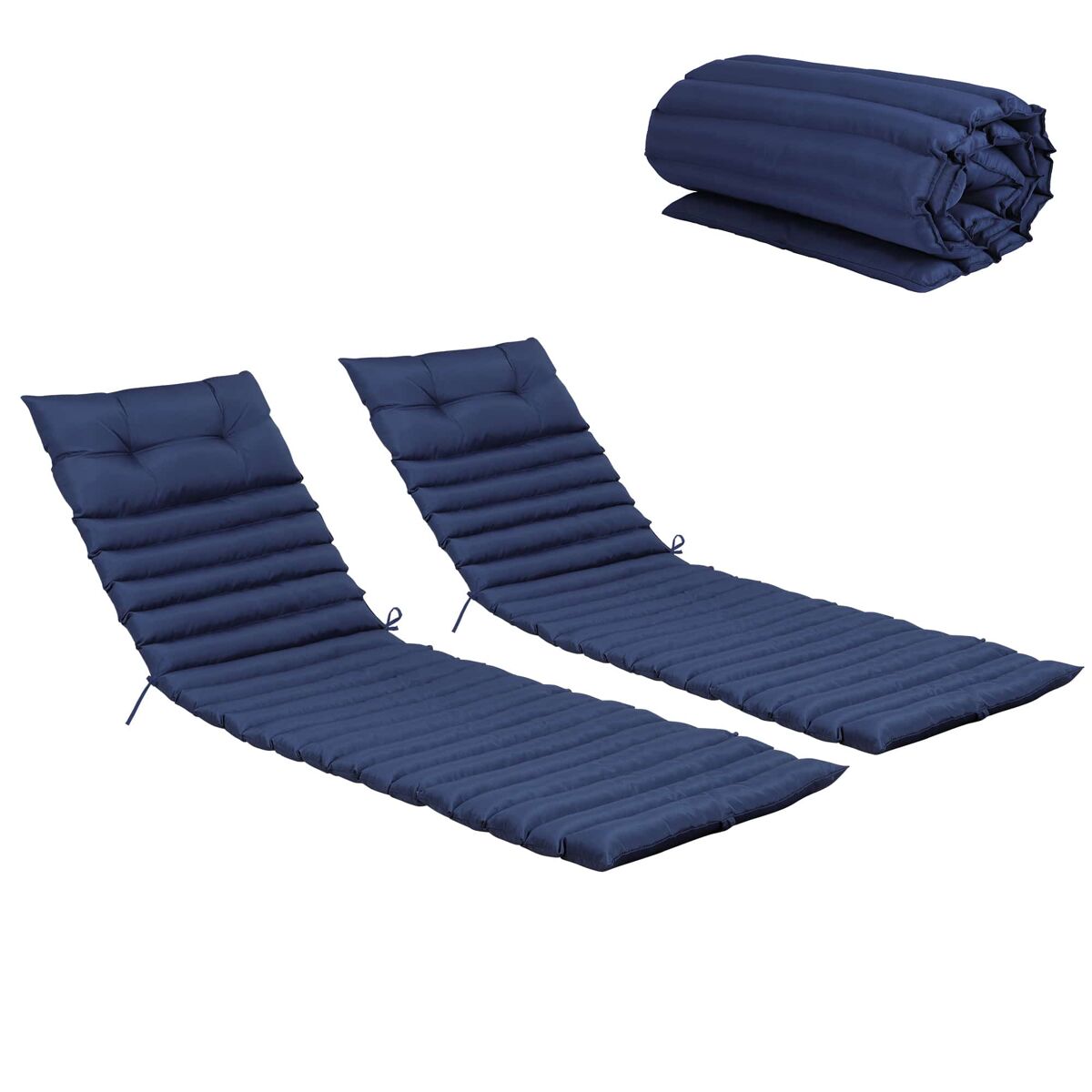 Almofadas para espreguiçadeira de exterior, 2 unidades – almofadas de substituição para mobiliário de jardim, acolchoadas e confortáveis – azul-