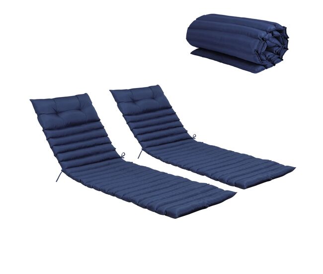 Almofadas para espreguiçadeira de exterior, 2 unidades – almofadas de substituição para mobiliário de jardim, acolchoadas e confortáveis – azul-