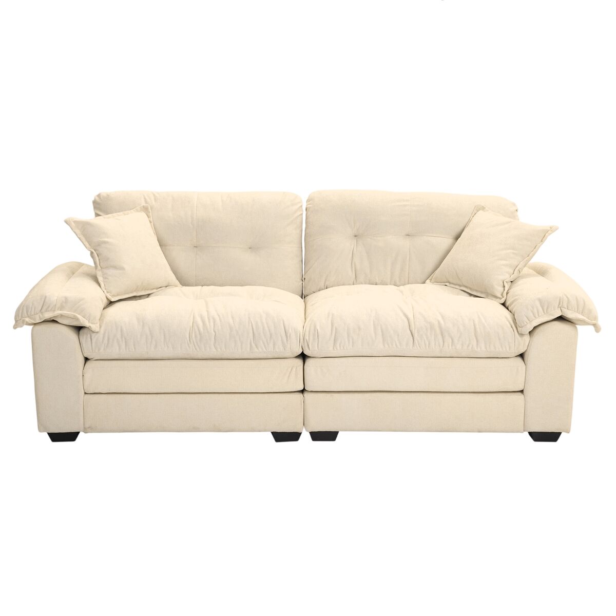 Sofá individual 213 cm - chenille com almofada dupla (memory + molas) - bege
