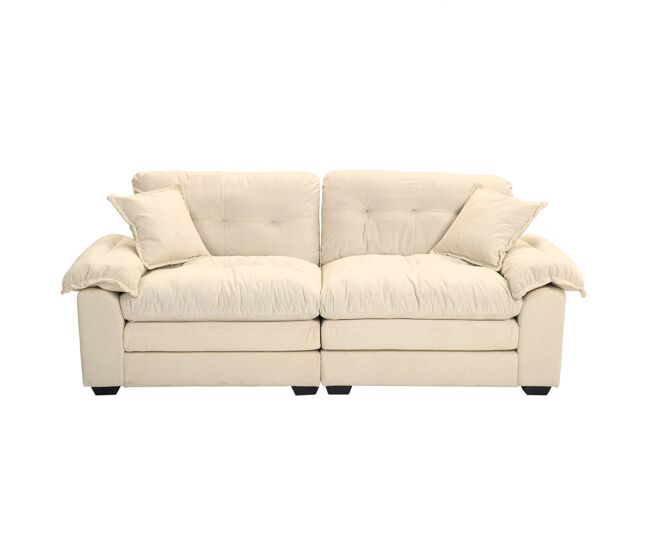 Sofá individual 213 cm - chenille com almofada dupla (memory + molas) - bege