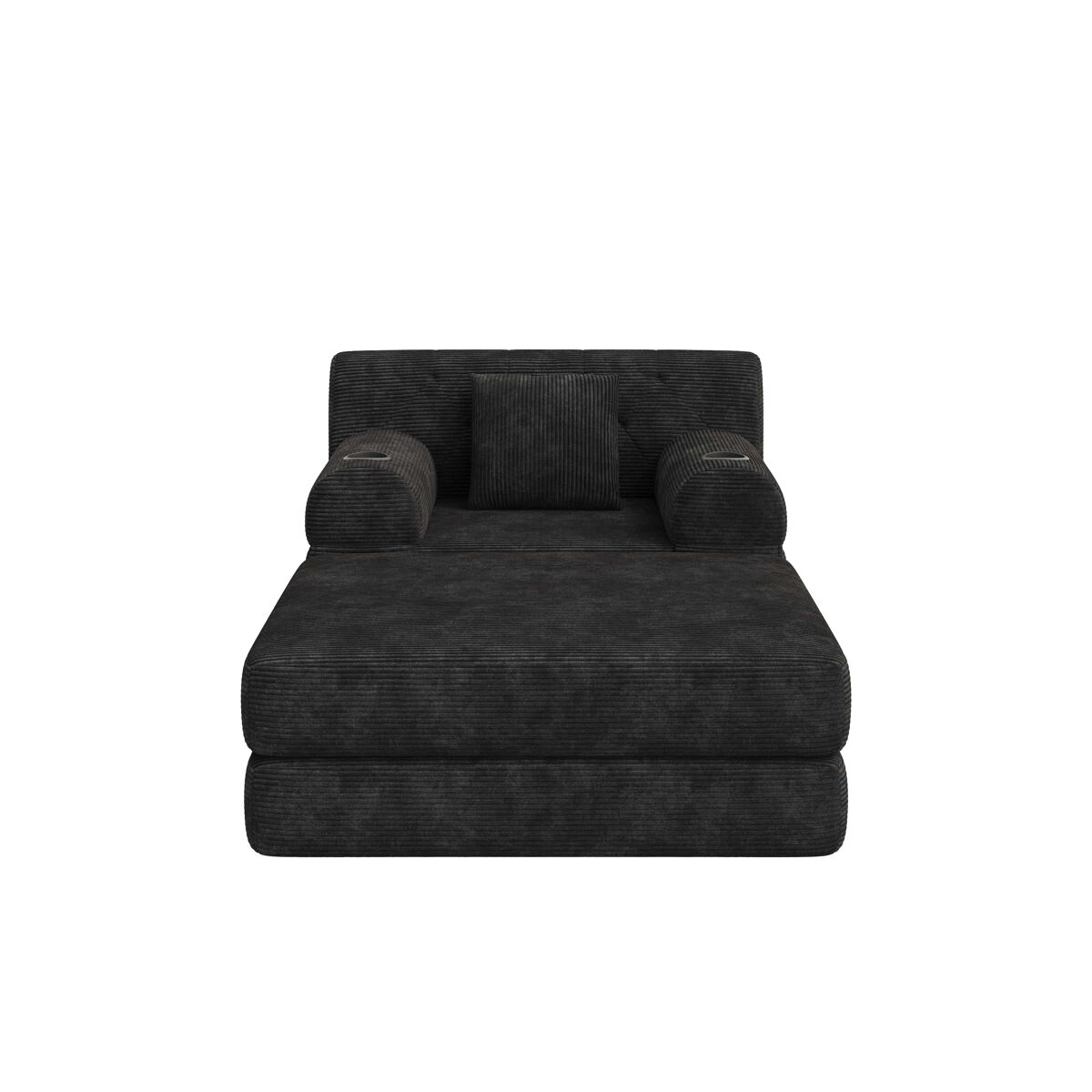 Sofá-cama individual de 1 lugar - poltrona reclinável em veludo com apoio para os pés, encosto alto, estrutura metálica, espuma de alta densidade,