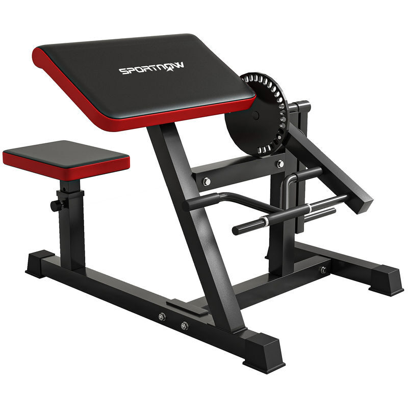 Sportnow máquina de bíceps e tríceps 2 em 1, banco scott com assento regulável em altura para treino em casa e ginásio