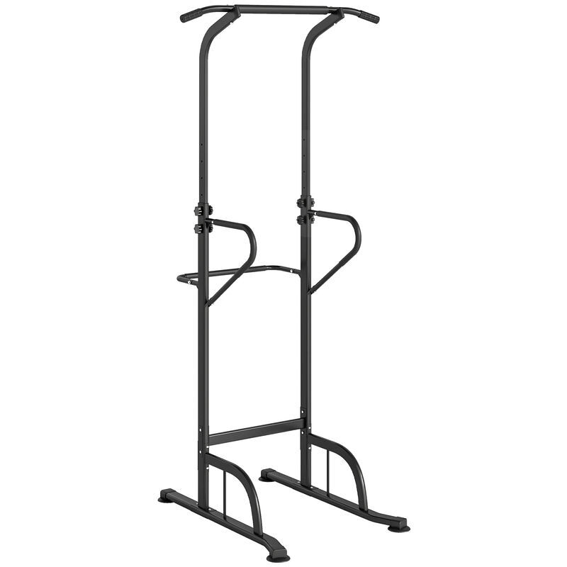Homcom barra de exercícios com altura regulável 180-212 cm, estação de fundos resistente para ginásio em casa, máquina multifuncional, para treino de